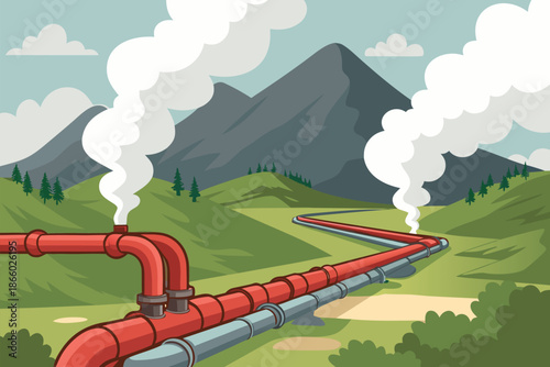 Geothermal Pipeline Network Hilltop