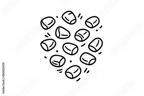 Minimalist outline of marshmallows on a gradient background