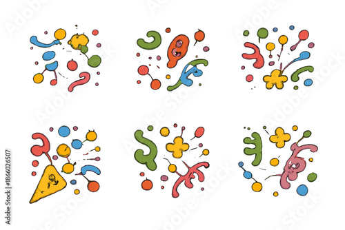 Abstract organic shapes and colorful blobs on a gradient background