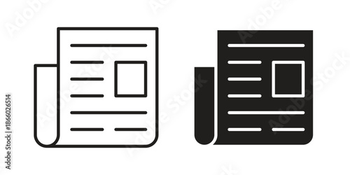 Newspaper icons collection. Line vector sign, symbol for web and mobile