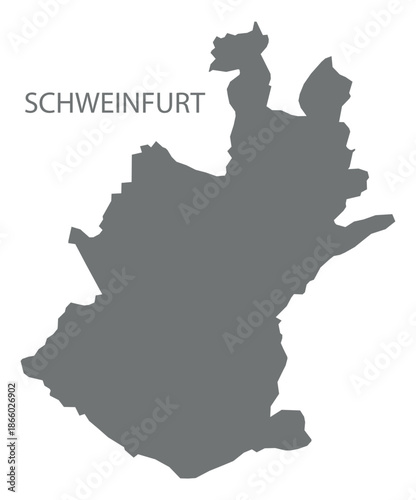 Schweinfurt city map with boroughs grey illustration silhouette shape