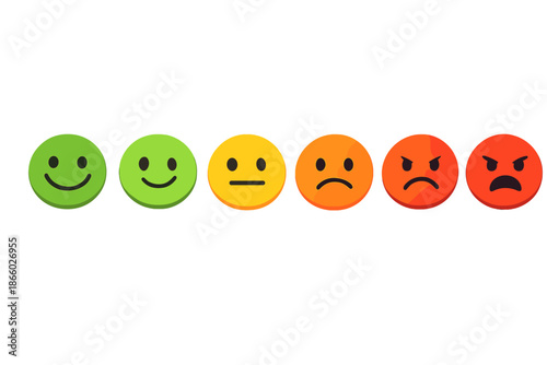 Emoticon feedback scale with gradient background