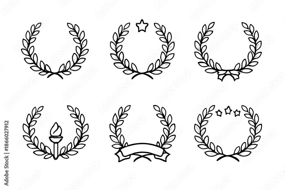 Fototapeta premium Laurel Wreath Collection with Decorative Elements