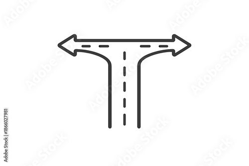 T-junction with arrows pointing left and right
