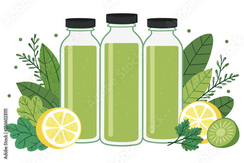 Green Juice Cleanse Modern Flatlay B