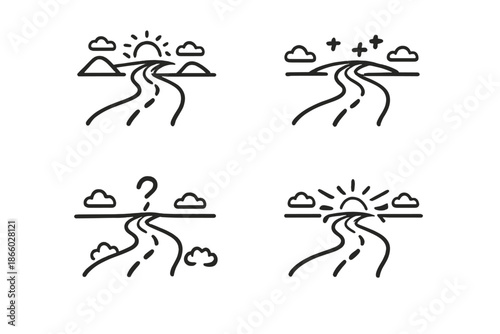 Journey icons with different skies