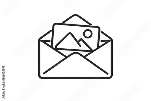 Envelope with photo inside icon