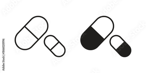 Pills icons collection. Line vector sign, symbol for web and mobile
