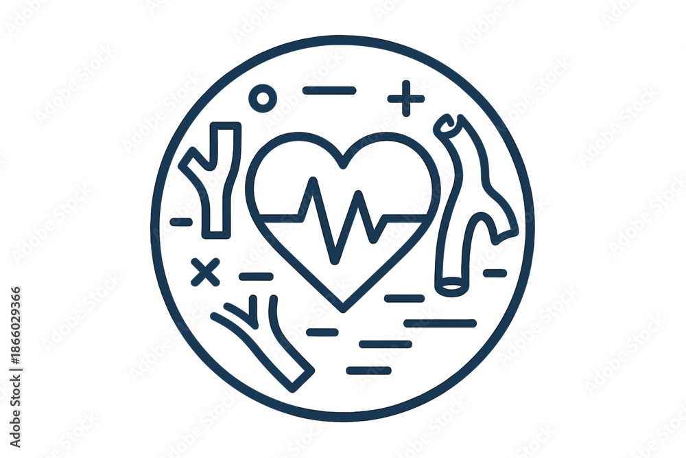 Obraz premium Cardiovascular health icon with heart and blood vessels