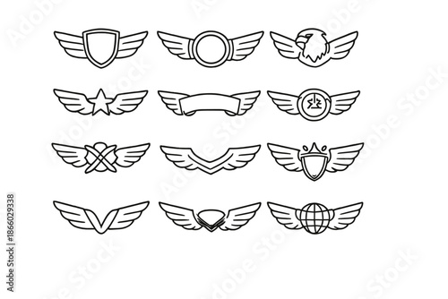 Collection of Aviation Badges with Wings