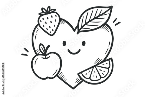 Happy Heart with Fruits