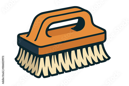 Cartoon cleaning brush icon