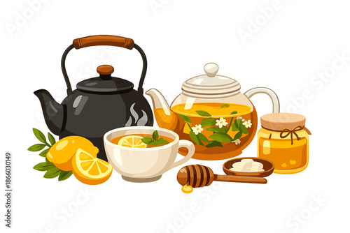 Cozy Tea Time with Lemons and Honey