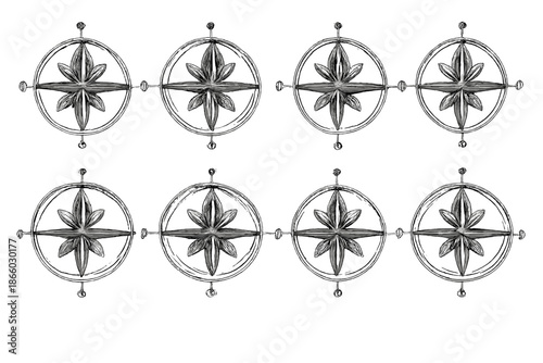 Ornate Compass Rose Pattern Background