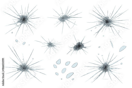 Cracked Glass Texture with Starburst Fractures and Droplets