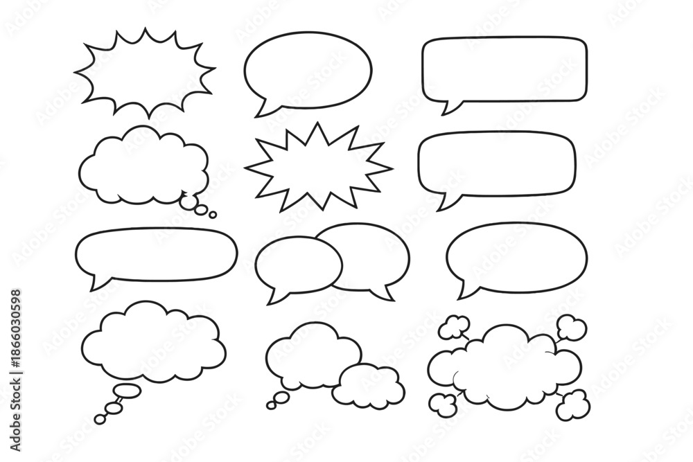Fototapeta premium Collection of comic book speech bubbles