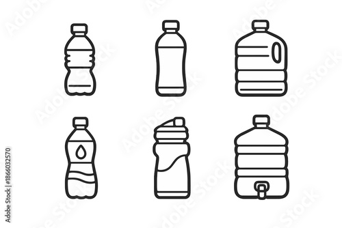 Collection of Water Bottles and Water Jugs Icons