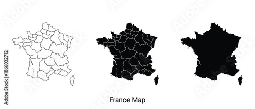 France map in three different styles