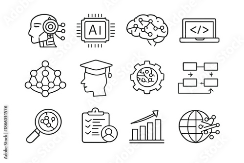 Set of AI and technology icons