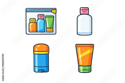 Cosmetics and toiletries icons set