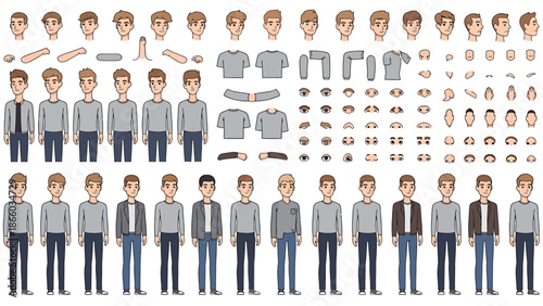 Pixel Art Character Creator A Collection of Customizable Male Figures for Games and Animation