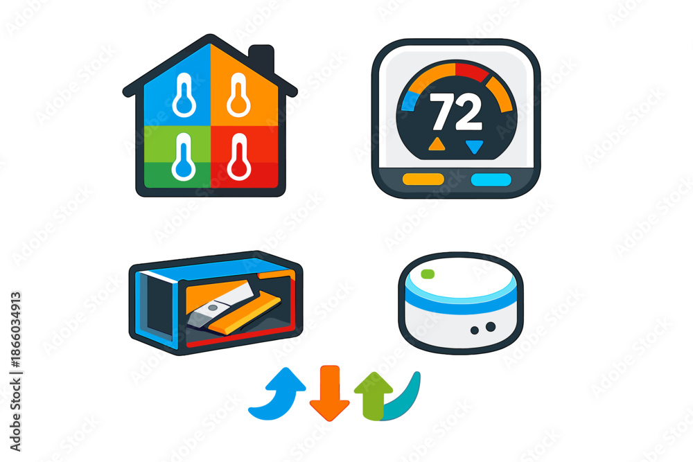 Fototapeta premium Smart home icons for temperature control and automation