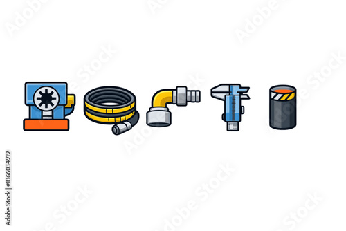 Set of industrial equipment icons
