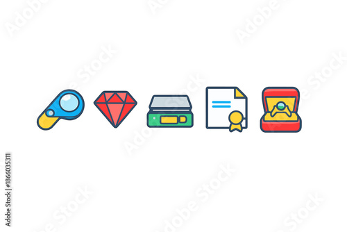 Gemstone Inspection and Certification Icons