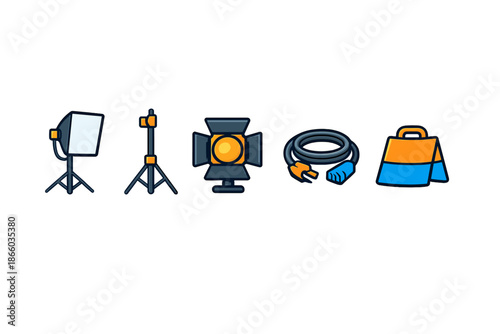 Studio Lighting Equipment and Accessories Icons