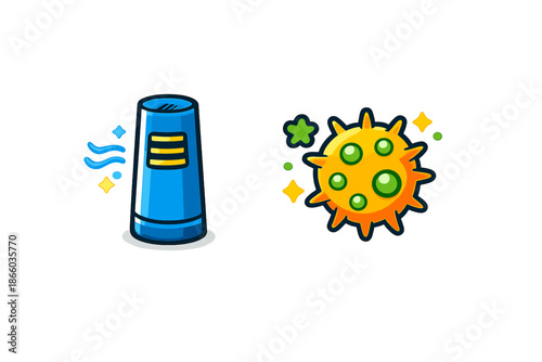 Air purifier fighting a virus illustration