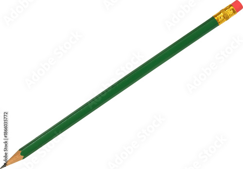 Green pencil isolated on white background
