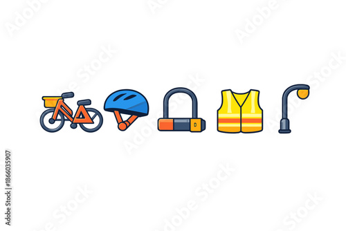 Bicycle safety icons on a dark background