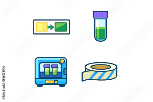 Laboratory icons with glowing effect