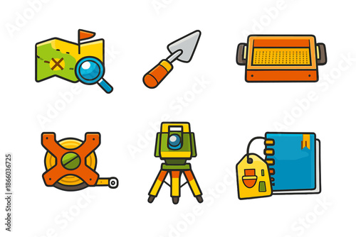 Archeology Tools and Equipment Icons