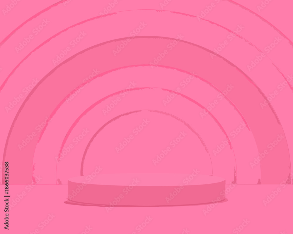 Obraz premium Abstract pink stage with a circular podium for product presentation