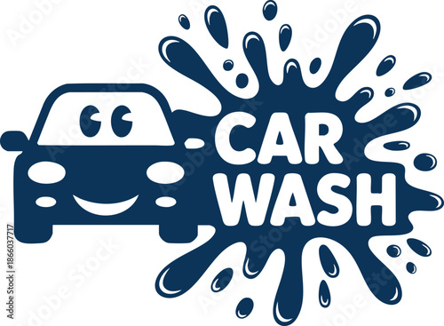 Car Wash Logo with Bubbles and Pressure Spray Graphic