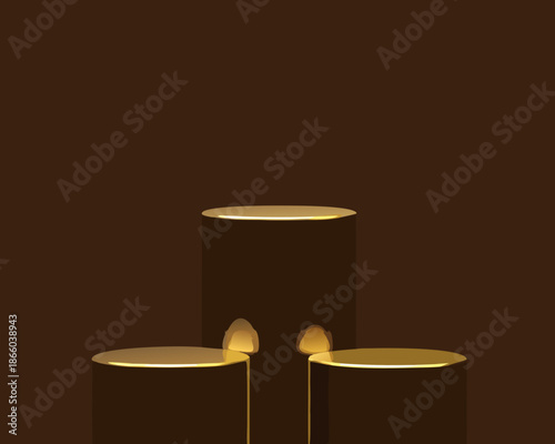 Abstract composition featuring illuminated cylindrical forms against a dark backdrop