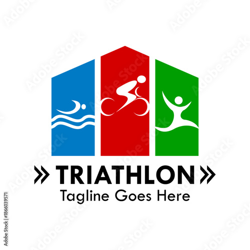 Triathlon symbol logo design template illustration