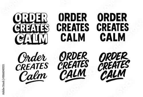 Harmonious Lettering Grid. Order creates calm. Set lettering. harmonious lettering variations of the same emblematic concept, each with different artistic