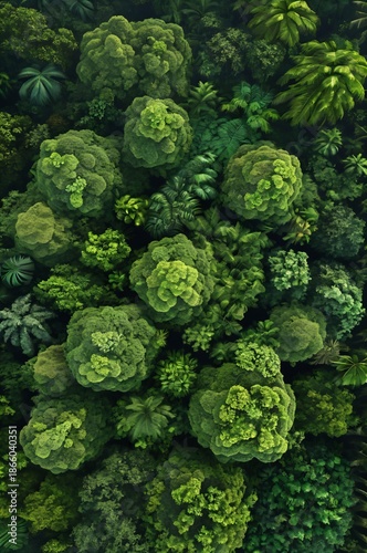 Lush Rainforest Canopy Aerial View