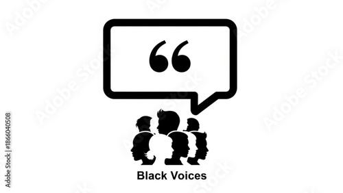 Black People Silhouette Speech Bubble Quote Mark Isolated on White Background