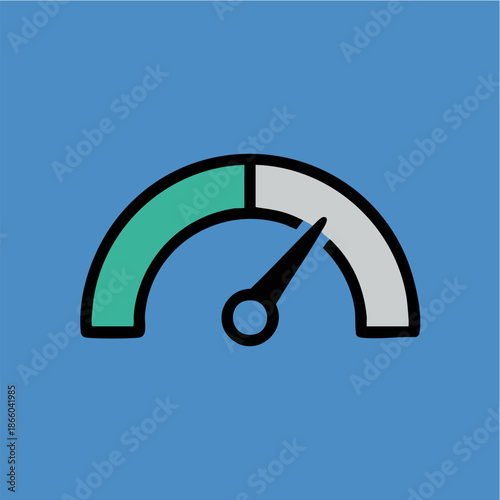 Speedometer Gauge Icon Showing High Performance and Efficiency