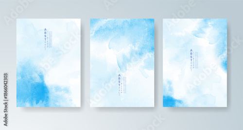 Set of cards with bright colorful vector watercolor background. Design for your date, postcard, banner.