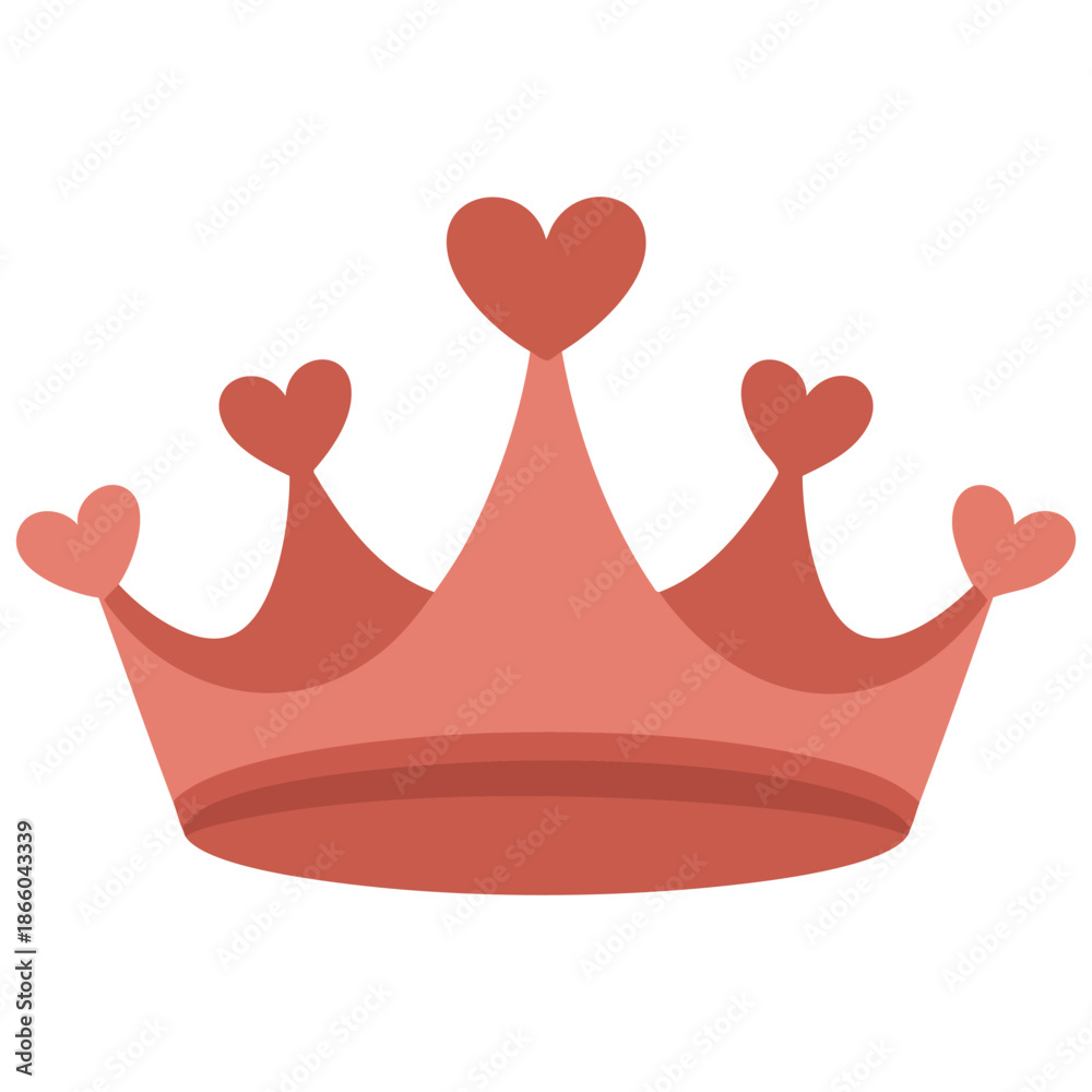 Fototapeta premium Pink girly princess royalty crown with heart jewels vector illustration isolated