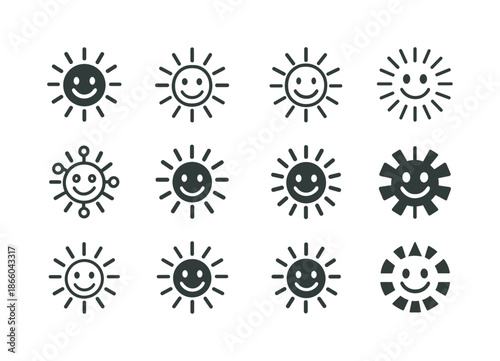 Timeless Smile Logos. Timeless smile. Icon set. Set Logo of timeless smile: radiant smile aura. harmonious logo variations of the same emblematic concept, each