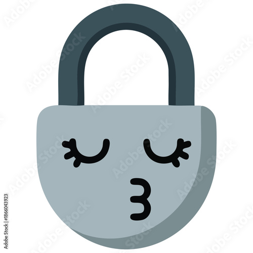 Cartoon kawaii padlock vector illustration isolated on solid white background design