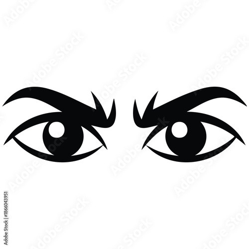 Angry eye vector illustration isolated on plain white background design graphic element