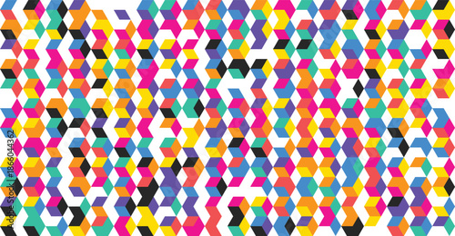 Vibrant geometric pattern with multicolored hexagons