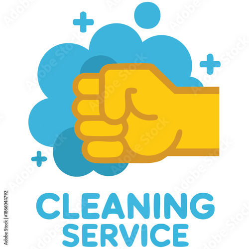 Cleaning service logo symbol or label template hand with sponge for washing vector