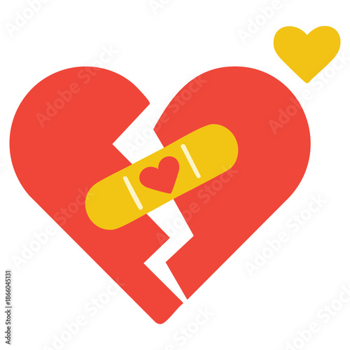 Vector sticker for heart bandage design illustration isolated on white background eps